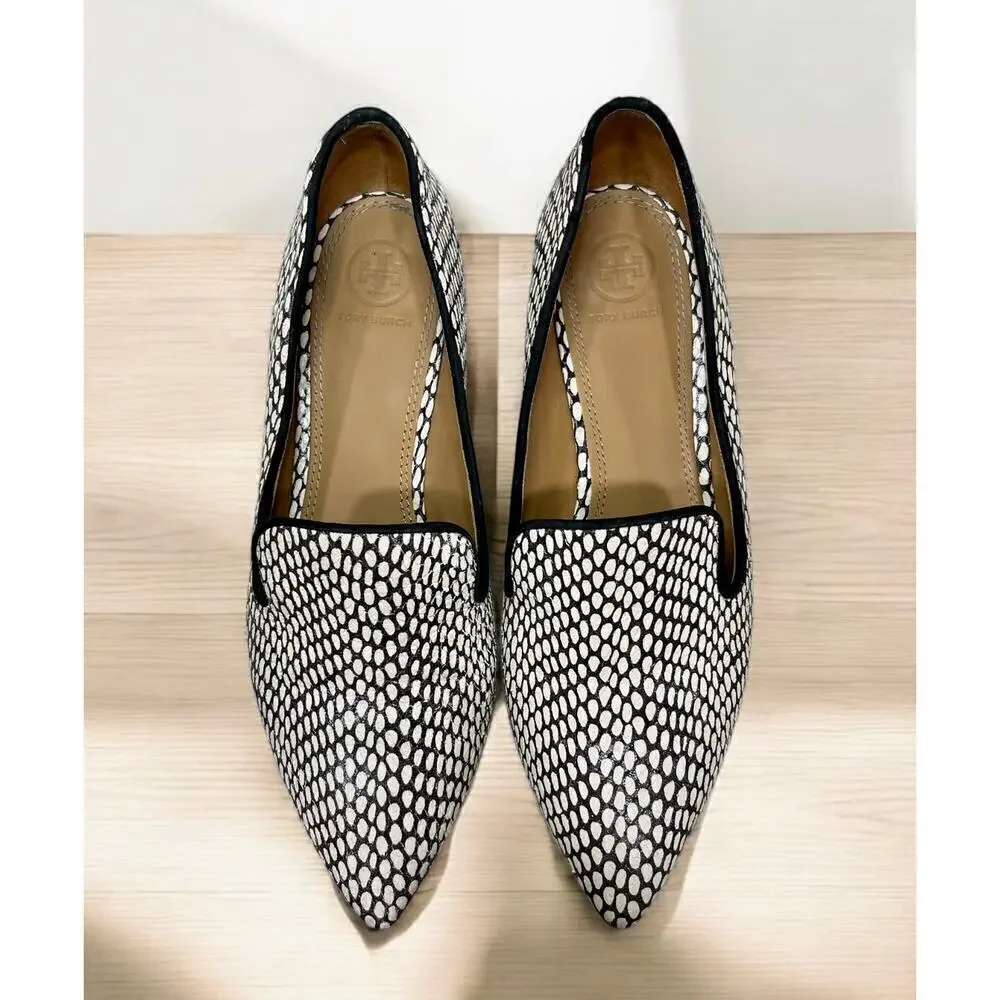 Tory Burch Pascal King Cobra Printed Leather Smoking Slipper Size 8M